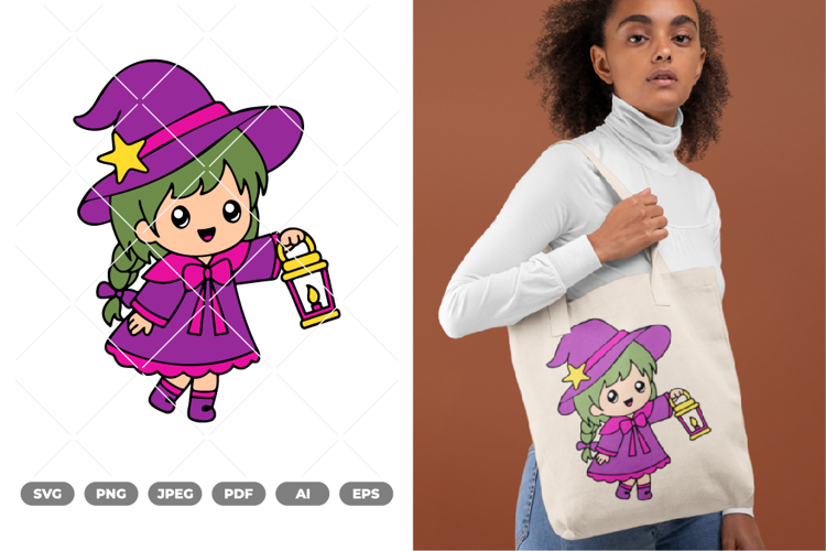 Chibi Witch Colored SVG & Clipart