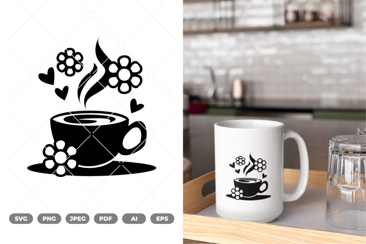 Floral Coffee SVG & Clipart