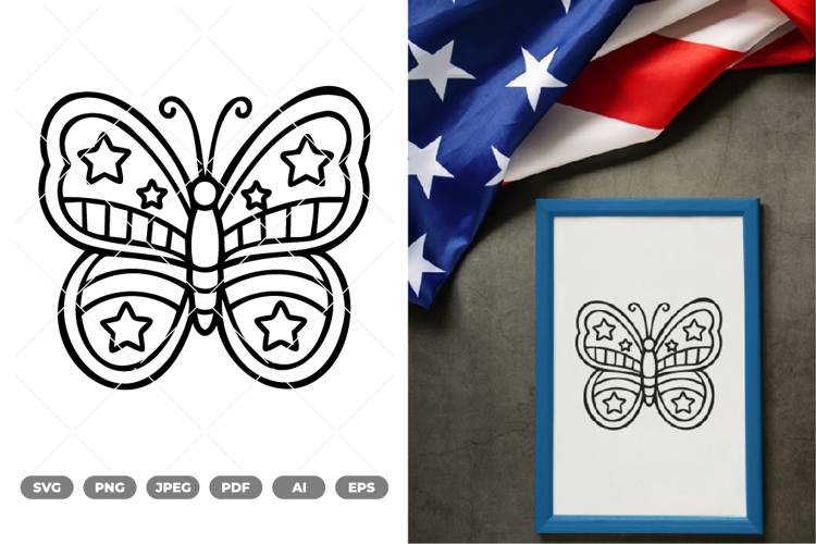 Fourth Of July Butterfly SVG & Clipart