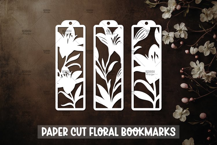 3 Floral Bookmarks Paper cut SVG Laser cut,Cricut,Silhouette