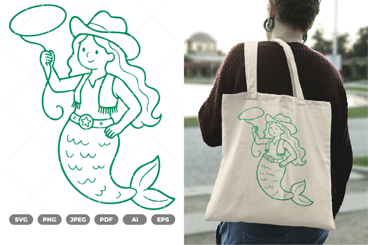 Cowgirl Mermaid SVG   Clipart