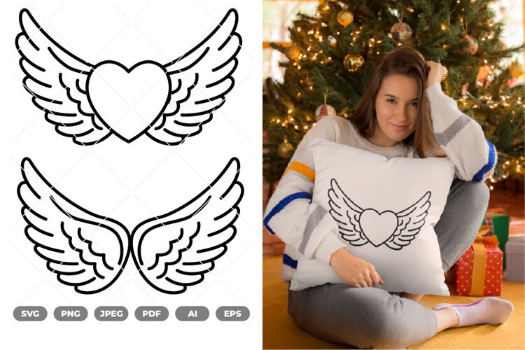 Heart With Wings SVG & Clipart example image 1