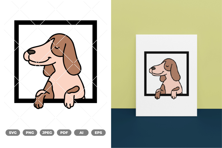 Peeking Dog Colored SVG & Clipart