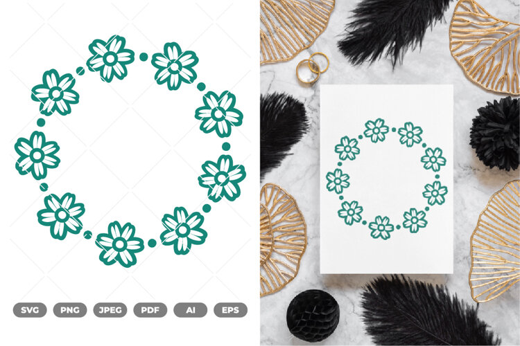 Floral Wreath SVG & Clipart example image 1