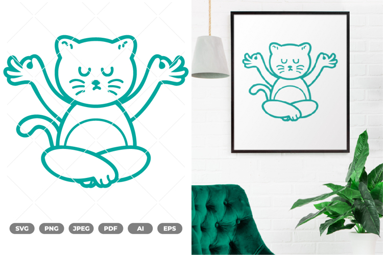 Namaste Cat Doodle SVG & Clipart