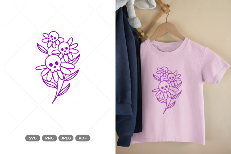 Blooming Skull SVG & Clipart