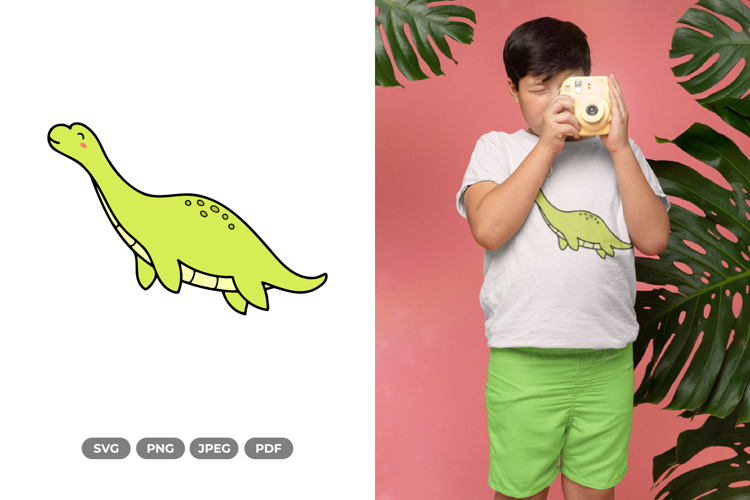 Kawaii Dino SVG & Clipart - Dinosaur Doodle