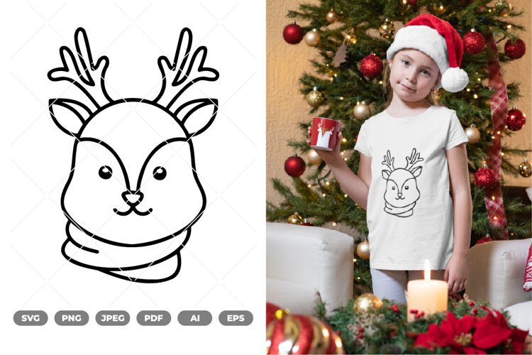 Christmas Animal Head SVG & Clipart example image 1