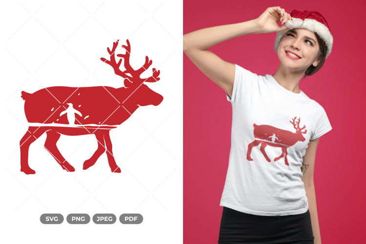 Winter Reindeer Scene SVG and Clipart