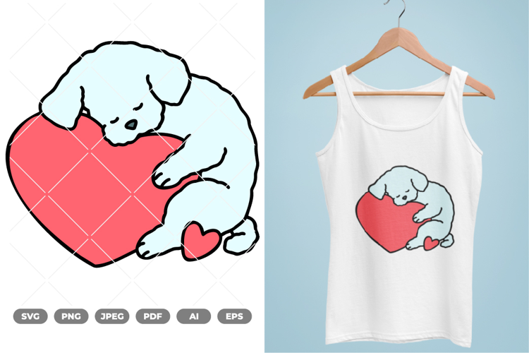 Dog and Heart Colored SVG & Clipart