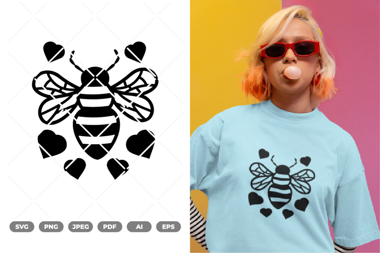 Bee With Heart SVG   Clipart