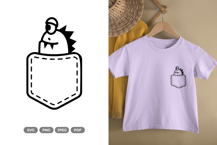 Kawaii Monster on Pocket SVG & Clipart
