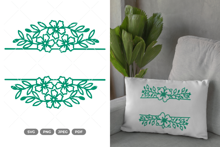 Floral Split Border SVG & Clipart