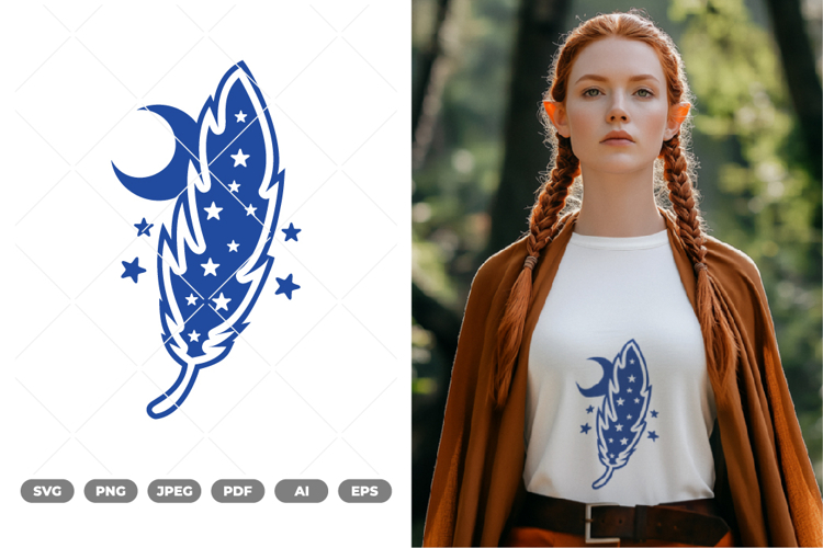 Moon and Feather SVG & Clipart