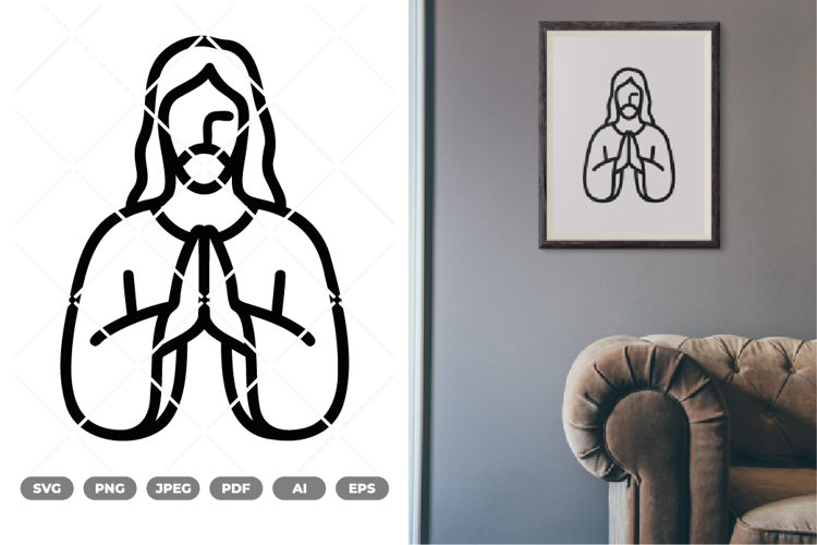 Monoline Jesus SVG & Clipart