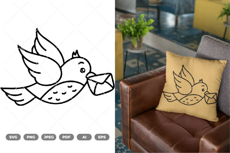 Bird with Envelope SVG & Clipart