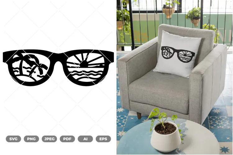 Sunglasses Beach Scene SVG & Clipart