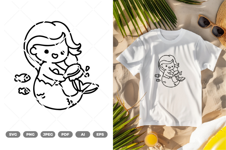 Kawaii Mermaid SVG & Clipart