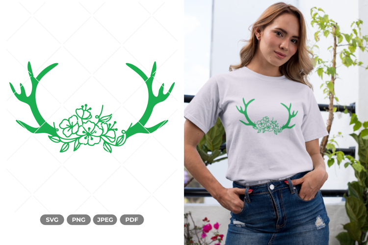 Bloom Antlers SVG & Clipart