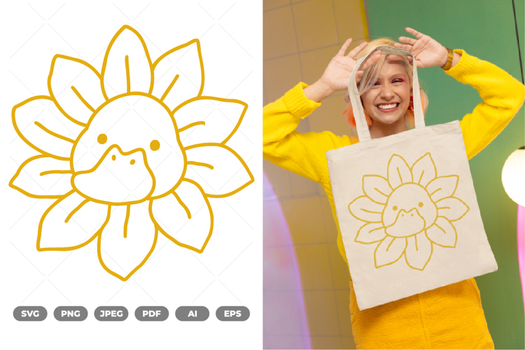 Duck with Sunflower Head SVG   Clipart