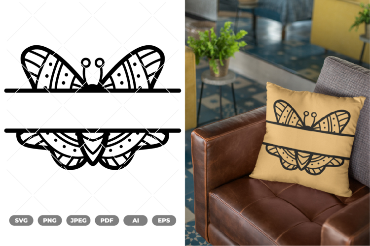 Split Tribal Moth Tattoo SVG & Clipart