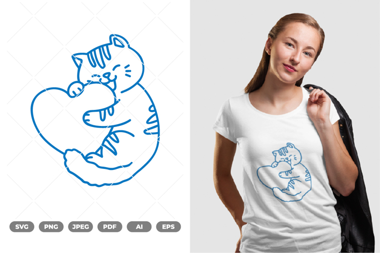 Cat and Heart SVG   Clipart