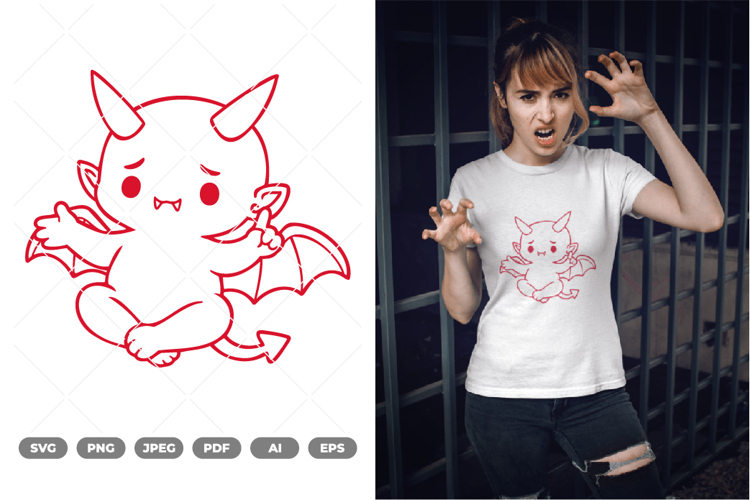 Kawaii Chibi Demon SVG & Clipart