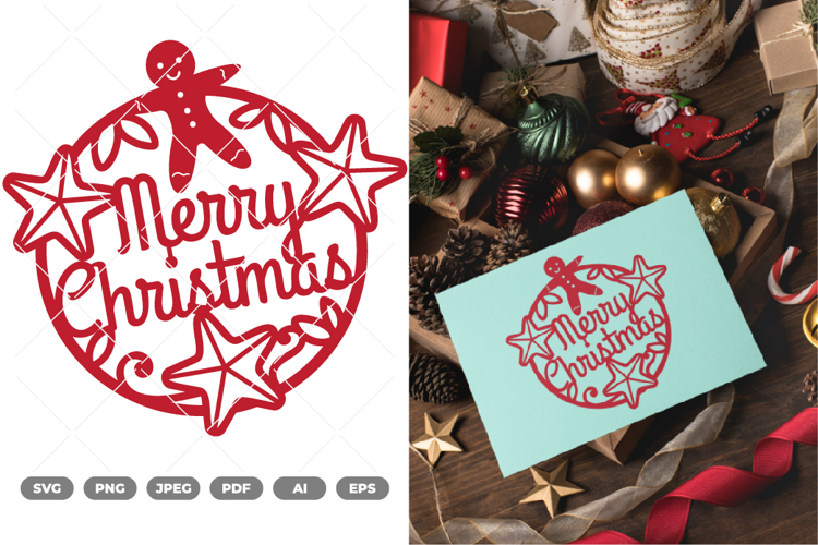 Laser Cut Merry Christmas Ornaments SVG & Clipart