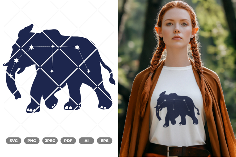 Elephant Constellation SVG & Clipart example image 1