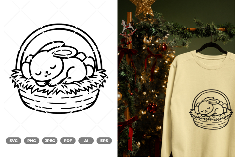 Kawaii Easter Bunny SVG   Clipart