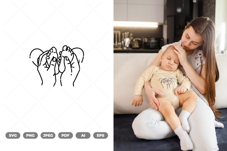 Mom and Baby Illustration SVG   Clipart