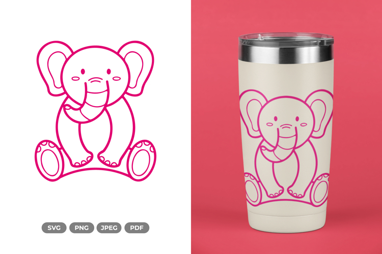 Cute Elephant SVG & Clipart - Nursery Doodle