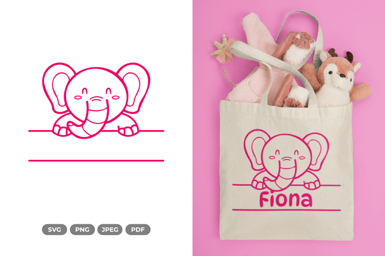 Cute Elephant Split Border SVG & Clipart
