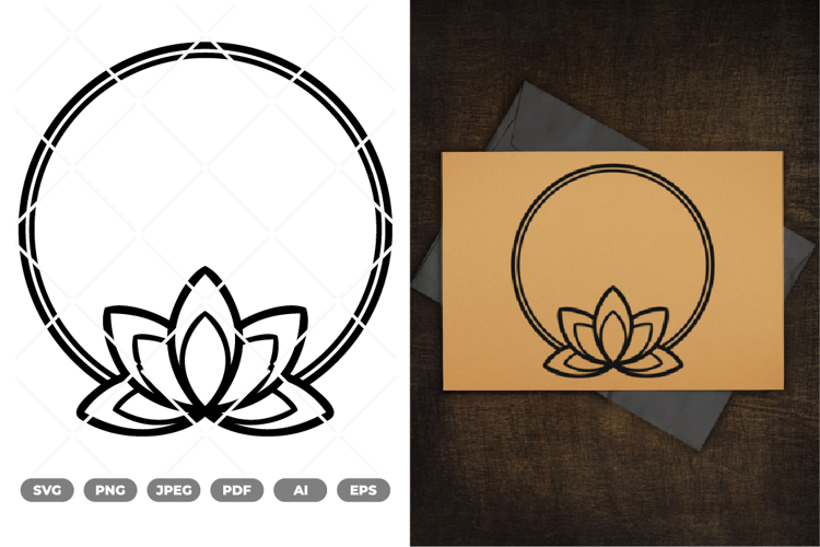 Lotus Border SVG & Clipart example image 1