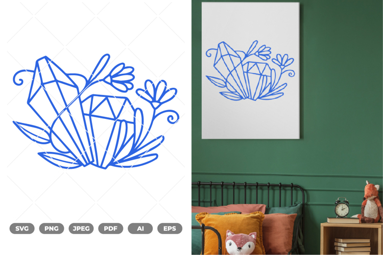 Floral Diamond SVG & Clipart example image 1