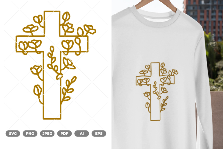 Floral Cross SVG   Clipart