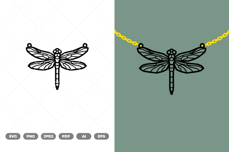 Geometric Dragonfly Necklace SVG & Clipart