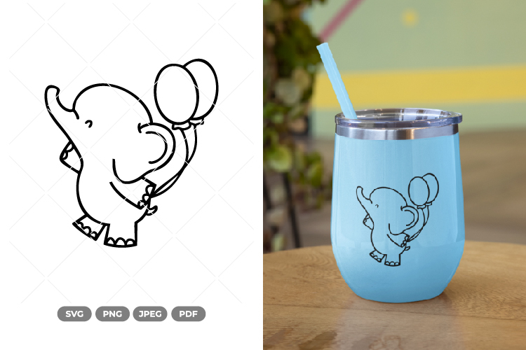 Tiny Elephant Doodle SVG & Clipart