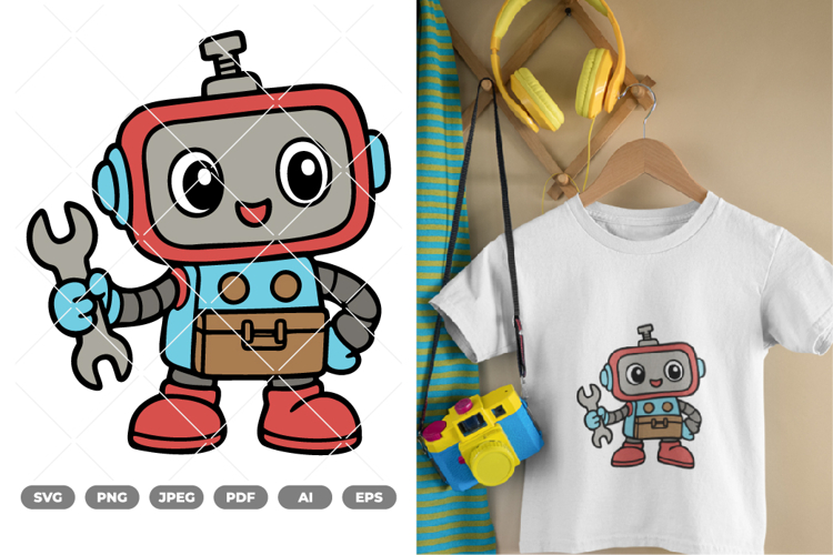 Chibi Robot Colored SVG   Clipart