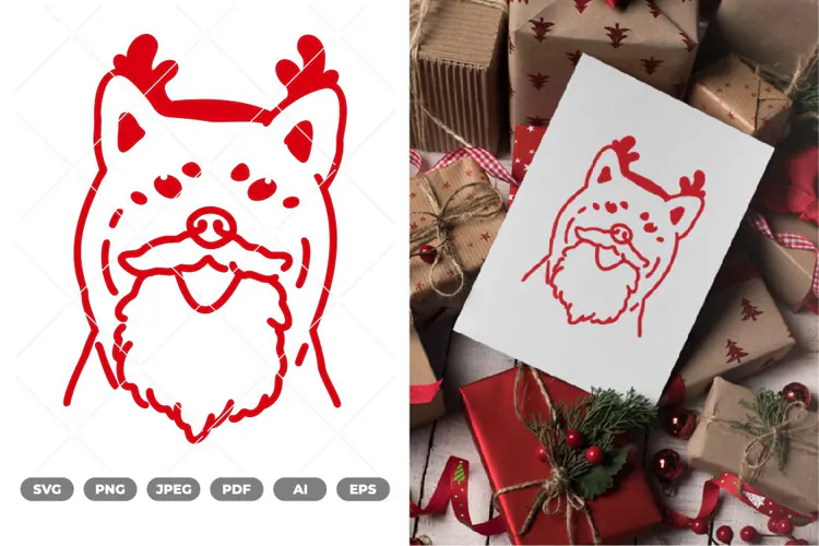 Kawaii Christmas Dog SVG & Clipart