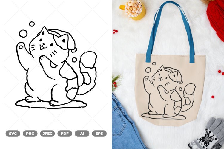 Winter Cat SVG & Clipart example image 1