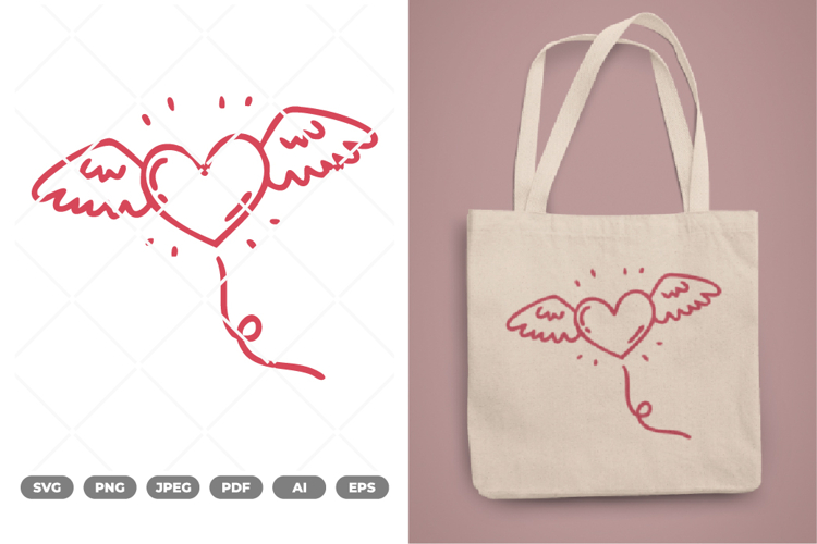 Flying Heart SVG & Clipart example image 1