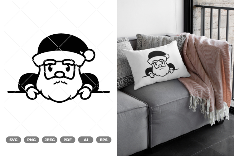 Peeking Santa SVG & Clipart