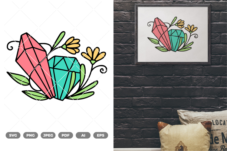 Floral Diamond Colored SVG & Clipart example image 1