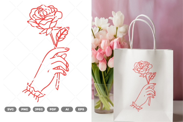 Hand and Rose SVG   Clipart