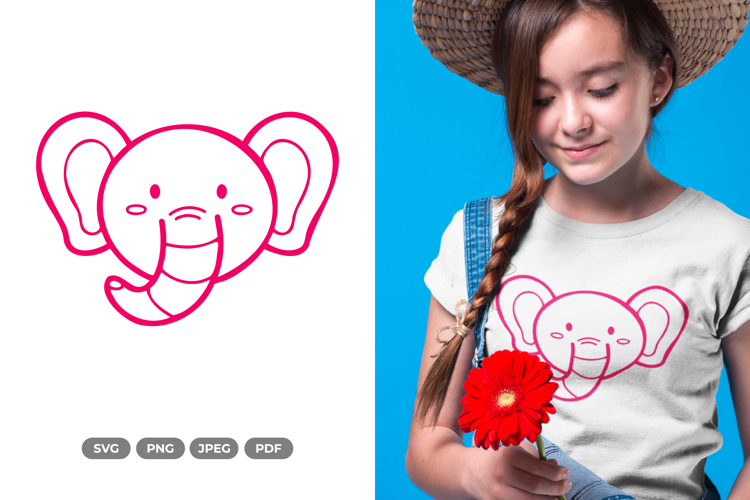 Cute Elephant Head SVG & Clipart
