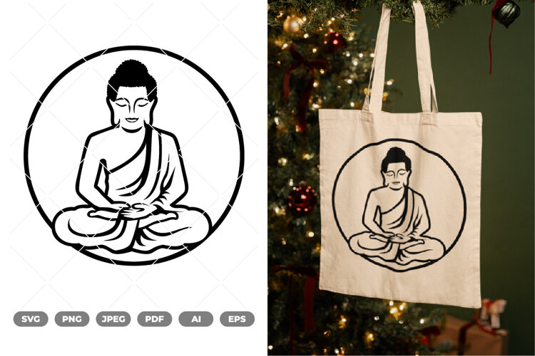 Buddha Outline SVG & Clipart example image 1