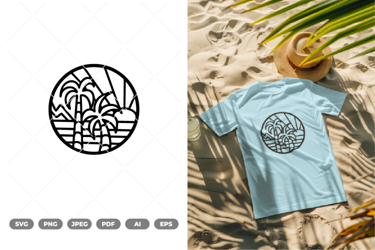 Beach Scene Outline SVG & Clipart