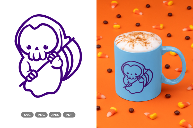 Chibi Grim Reaper SVG & Clipart - Halloween Clipart