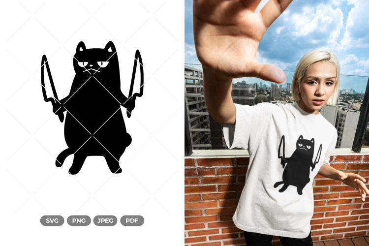 Black Cat SVG & Clipart - Funny Cat